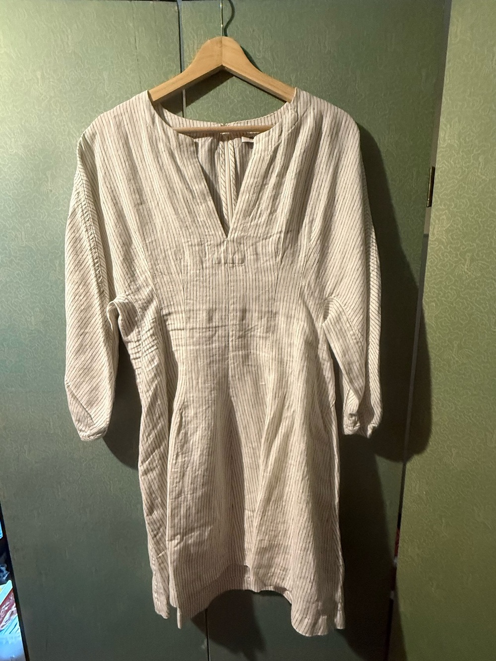 Madewell Linen Split V-Neck Midi Dress - size 4